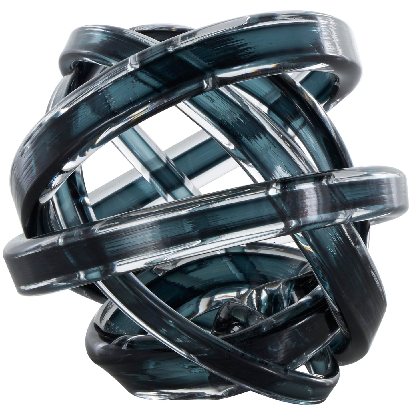 Deco 79 Glass Knot Decorative Sculpture Brushed Ombre Twisted Home Decor Statue, Accent Figurine 7" x 7" x 7", Dark Blue