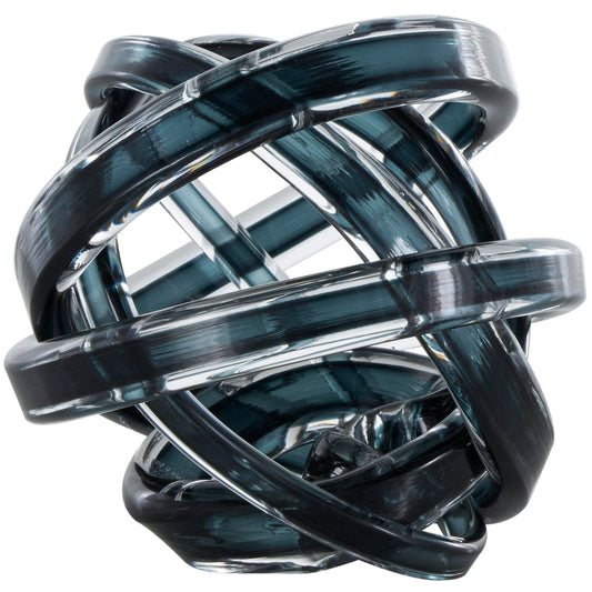 Deco 79 Glass Knot Decorative Sculpture Brushed Ombre Twisted Home Decor Statue, Accent Figurine 7" x 7" x 7", Dark Blue