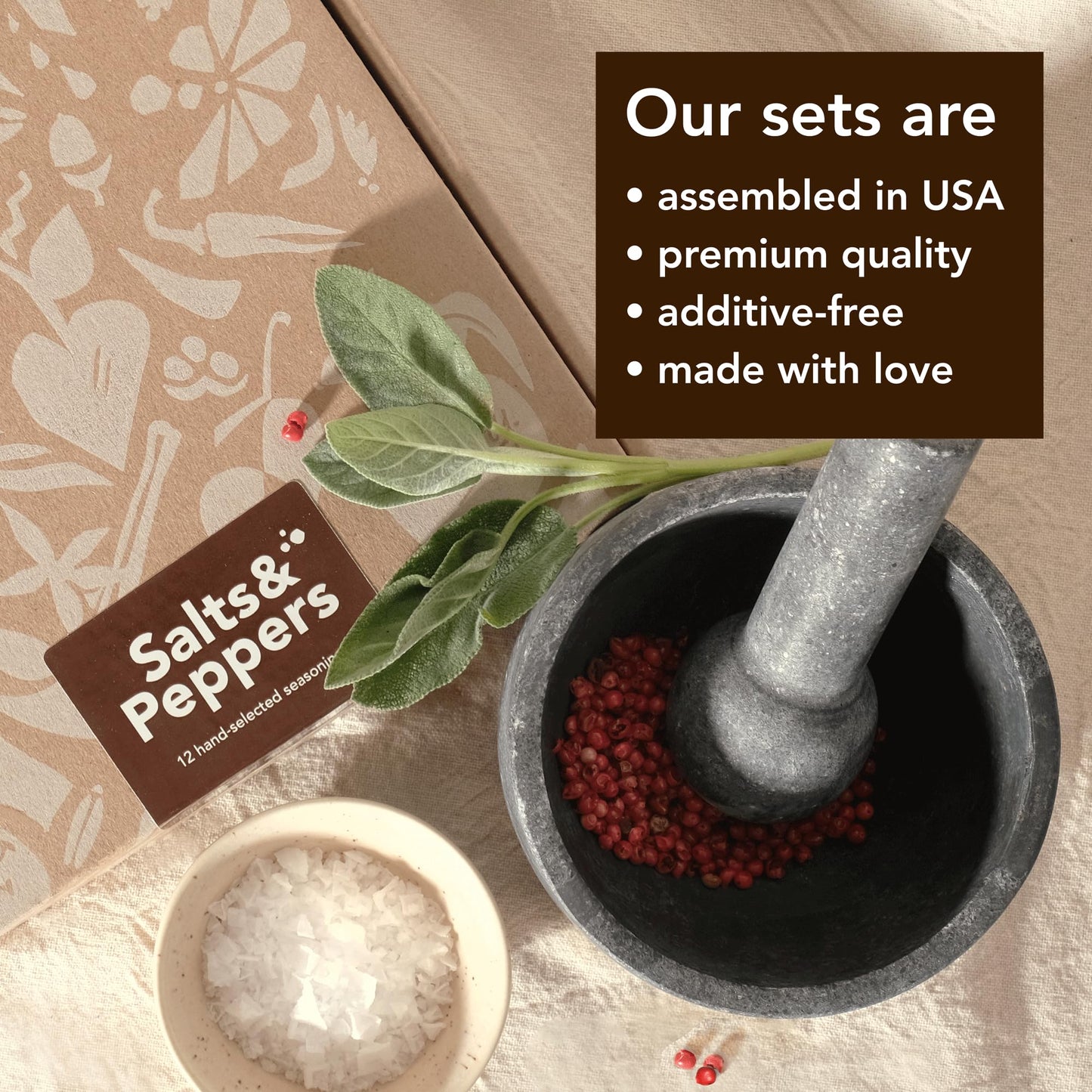 Salt & Pepper Gift Box l Spice & Seasoning Set for Cooking l 6 Salts & 6 Peppers - Himalayan, Hawaiian, Lemon Rosemary, Tellicherry Pepper & More l Gift Set for Men & Women l Gift idea for Him, Her l Housewarming Gift