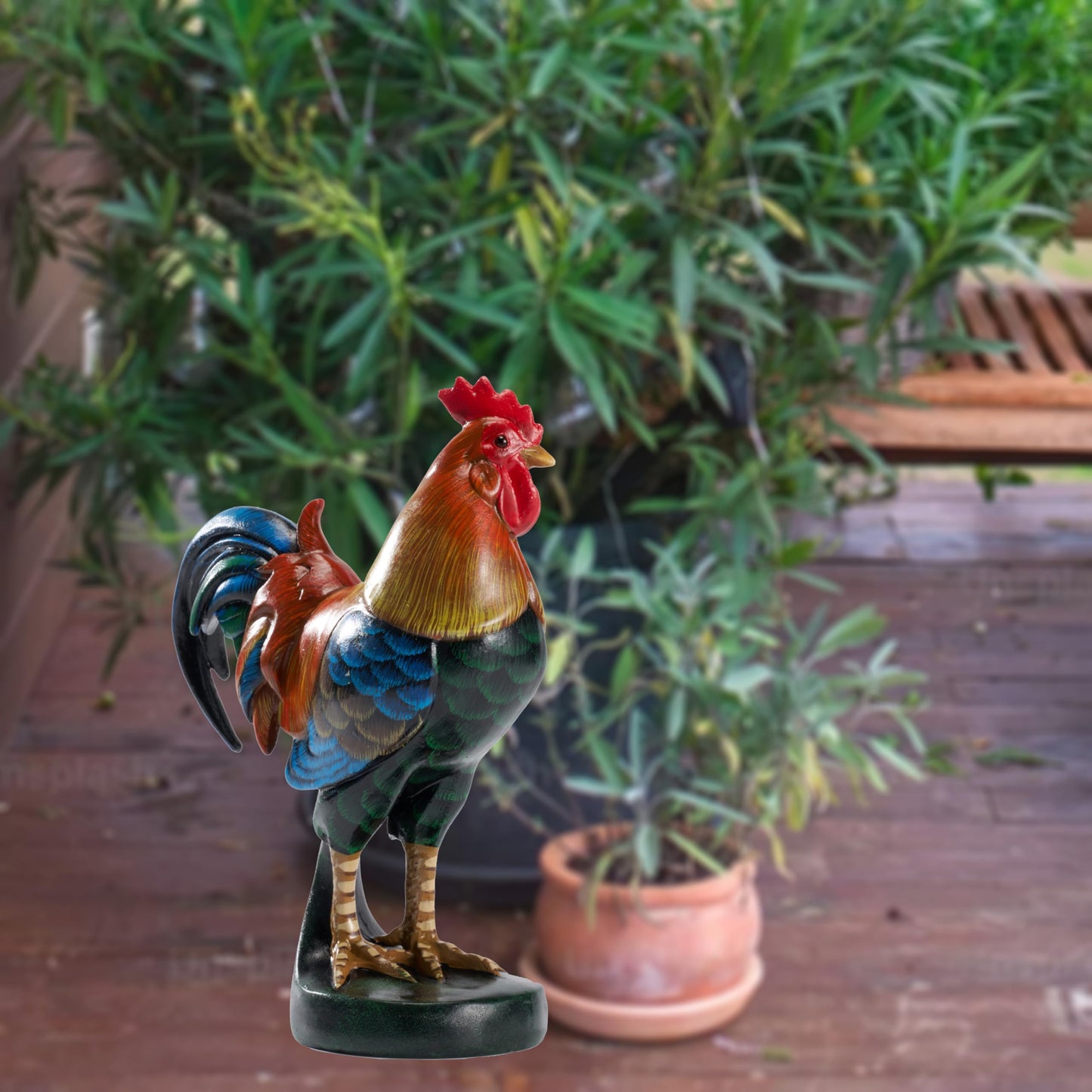Hand-Painted Rooster Artwork - Elegant Resin Table Sculpture for Kitchen and Dining Room Decor - Animal Statue for Collectors and Art Lovers