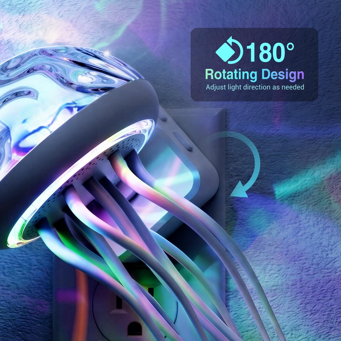 JandCase Night Lights Plug Into Wall, Jellyfish Projector Night Lights, 180° Dynamic Rotating Jellyfish Lamp with Dusk to Dawn Sensor, for Adults Teen Girl Gifts Decor Aesthetic