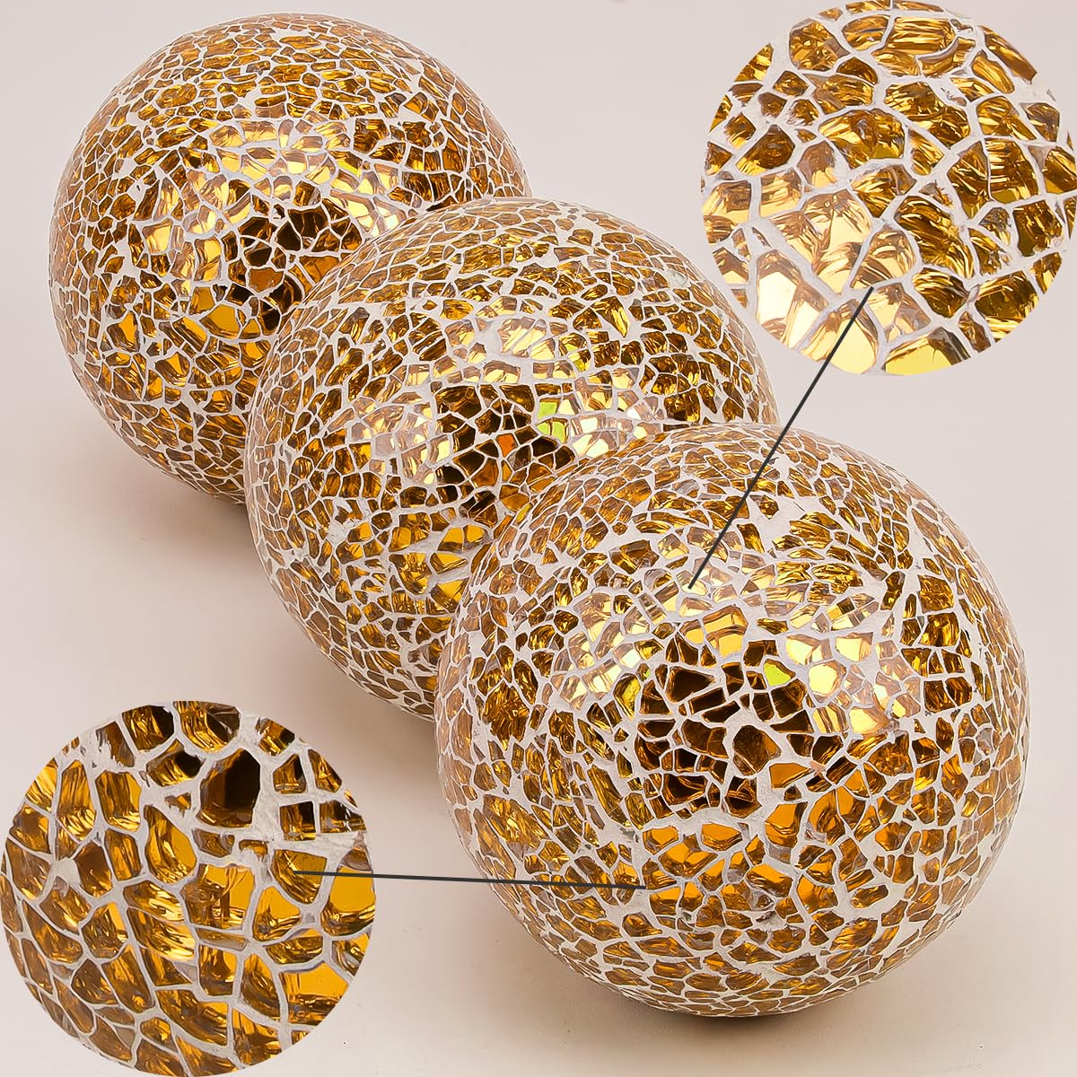 Vhxmaizxn Decorative Balls for Bowls 3.35 Inch Rose Gold Mosaic Glass Ball