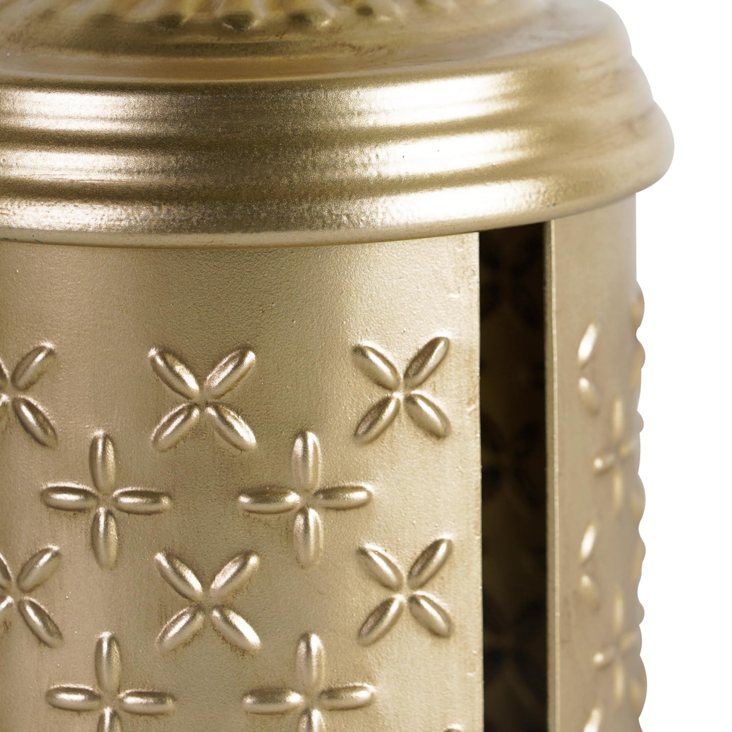 HOME PALETTE Gold Roll Tissue Box Holder for Bathroom Decorative Round Roll Toilet Paper Organizer Dispenser with Lid Easy-Refill for Tabletop, Office, Vanity, Flower Pattern Embossed