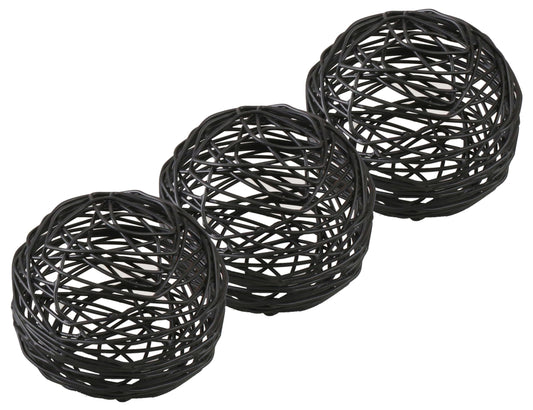 Alpha Living Home Metal Decorative Ball Sphere Set of 3 for Home Decor Modern Orbs Decorative Ballss for Living Room, Bedroom, Kitchen, Bathroom, Office - Table Decorative Orbs for Centerpiece (Black)