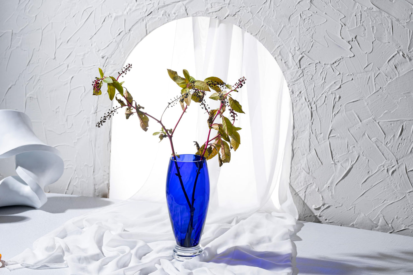 Barski - Handmade Glass - Footed Round Vase - Cobalt - 10" H (10 Inches High) Made in Europe