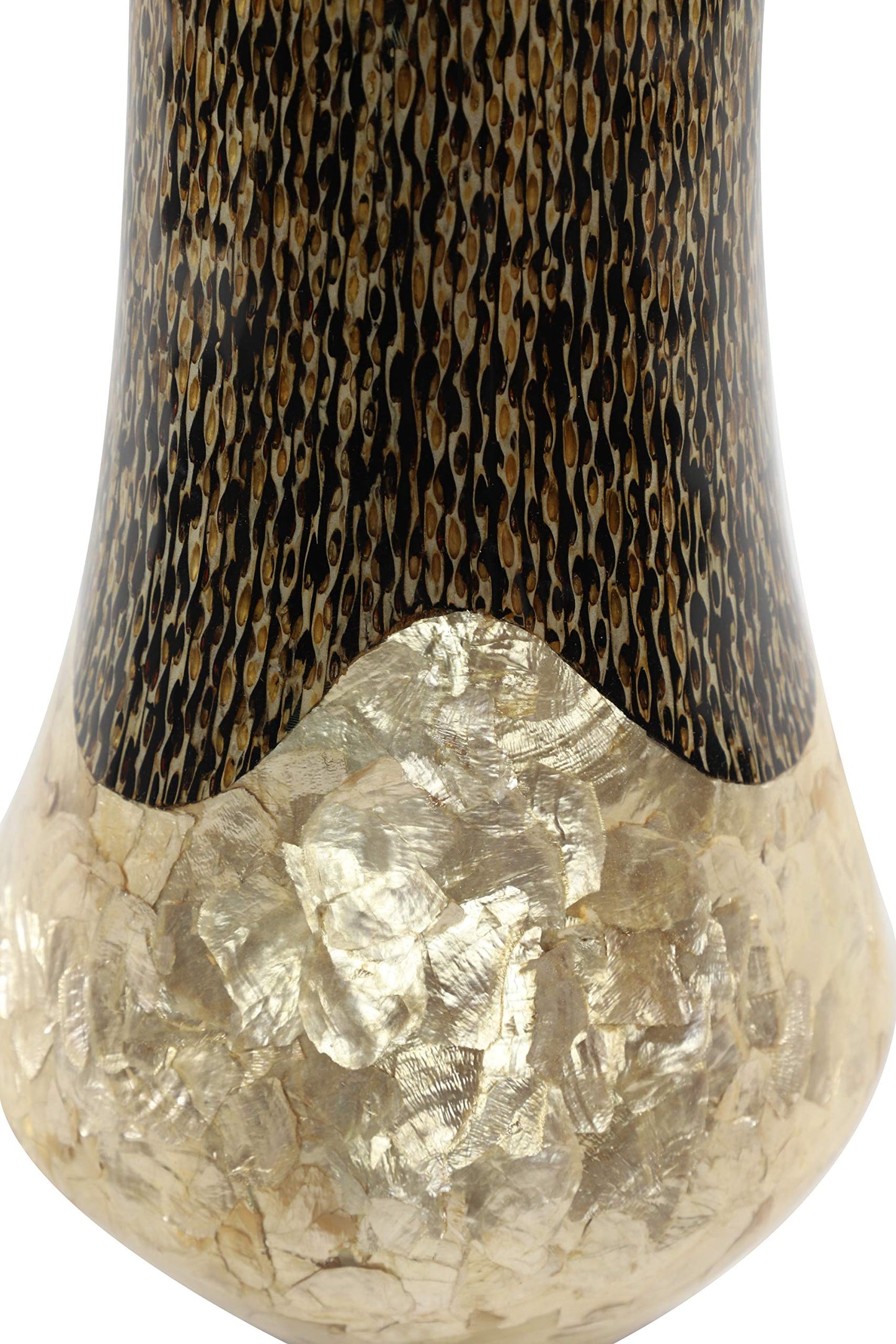 Deco 79 45180 Large Resin Vase w/Gold Capiz Shell & Vervain Inlay, 7” x 19”, Medium