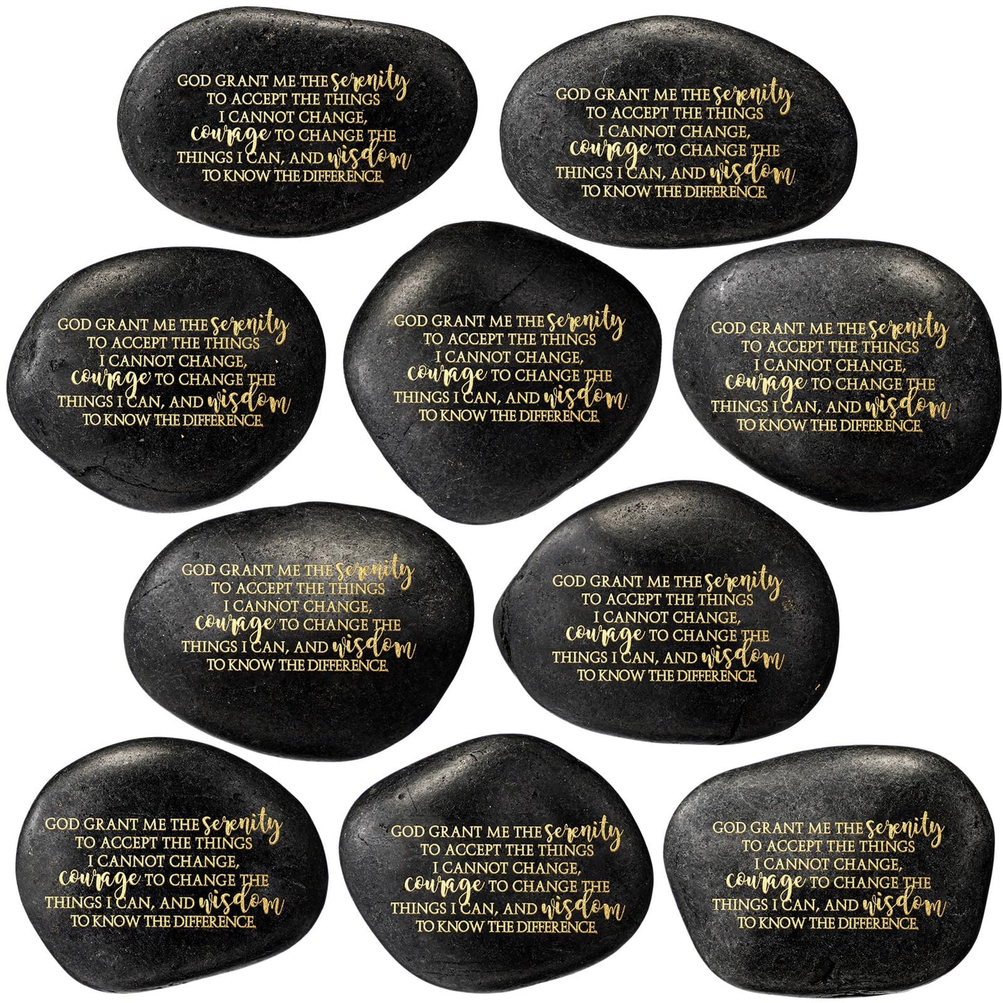 Wesiti 10 Pcs Serenity Prayer Gifts Pocket Token Stones Bulk for Men Women Recovery Anxiety Sobriety Gifts