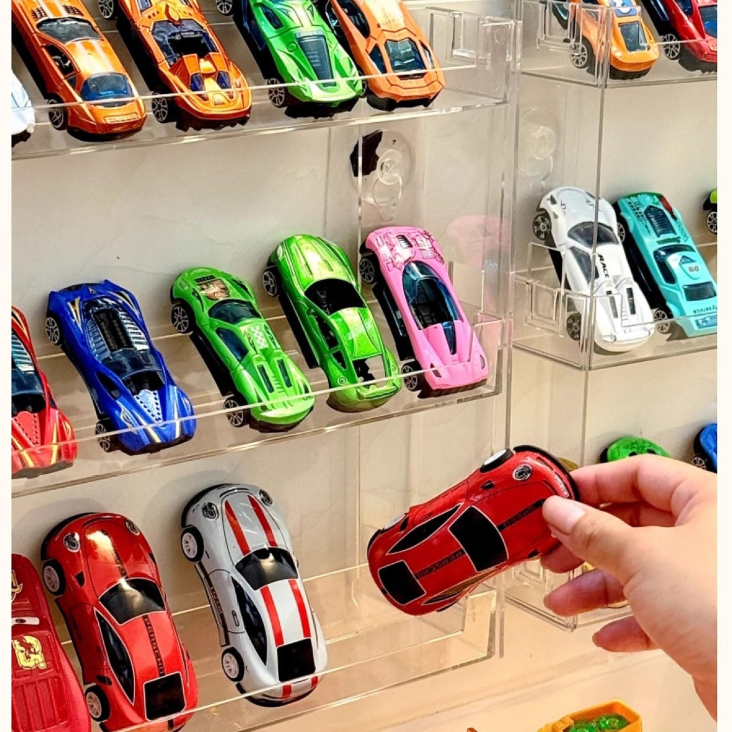 3 Layer Acrylic Wall Mount Display Case for Hot Wheels, 3-Tier Organizer Shelf Holds 27 Toy Cars, 1:64 Diecast Car Storage Organizer
