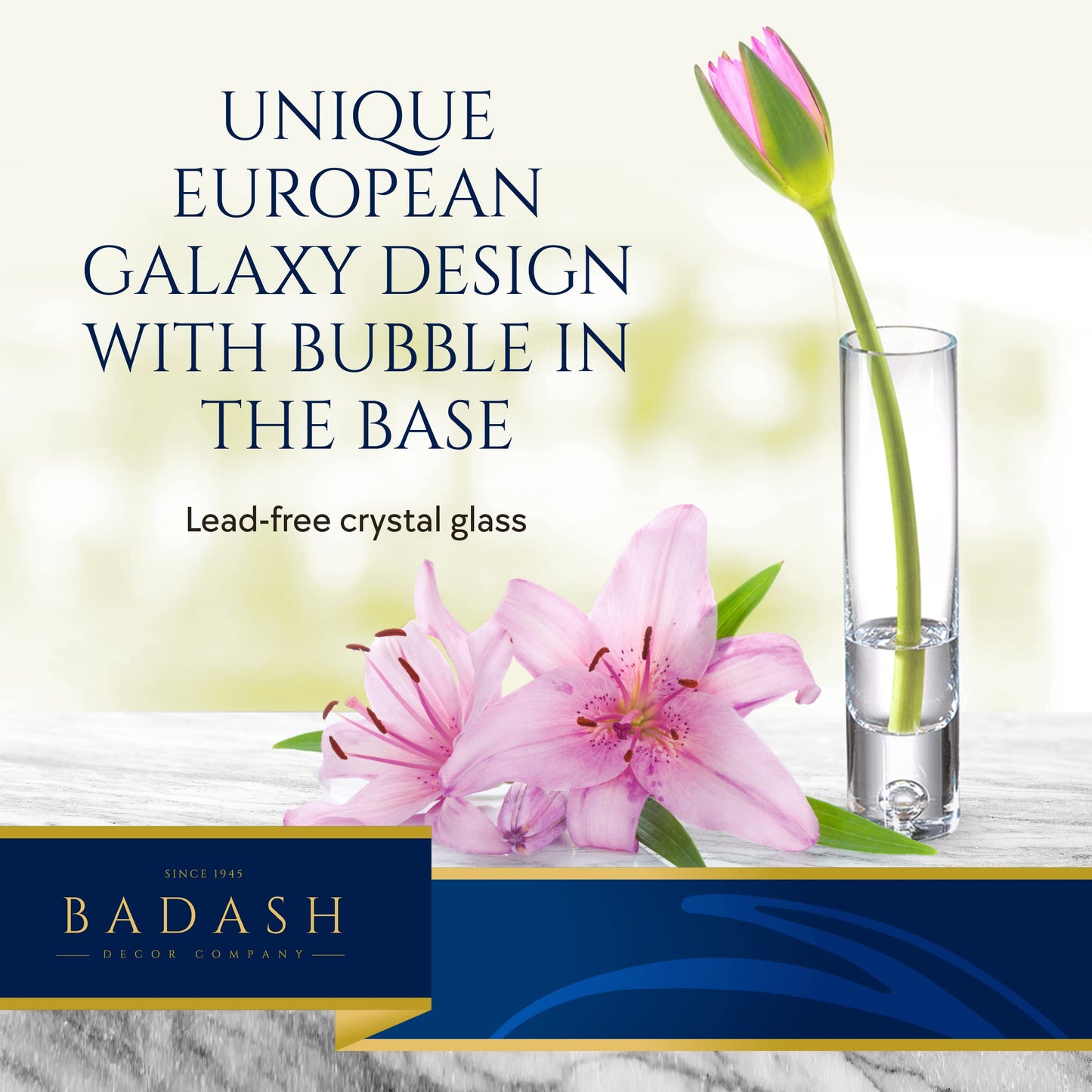 Badash Galaxy Crystal Decorative Flower Vase Centerpiece, 8.5 Inch