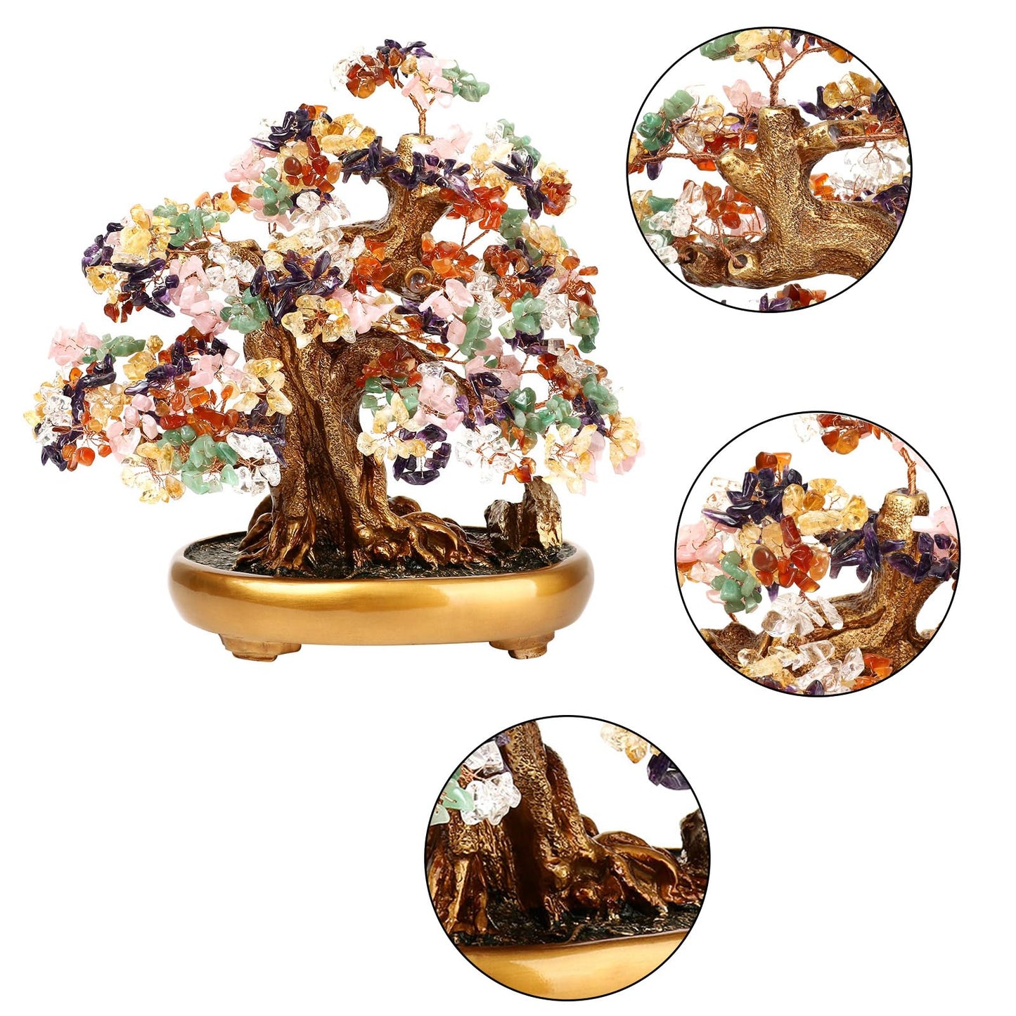 LEAFIS Natural Tree of Life (1,251 Gemstone Count) Crystal Tree with Healing Properties - Bonsai Feng Shui Money Tree for Healing and Luck (7 Color) One Size
