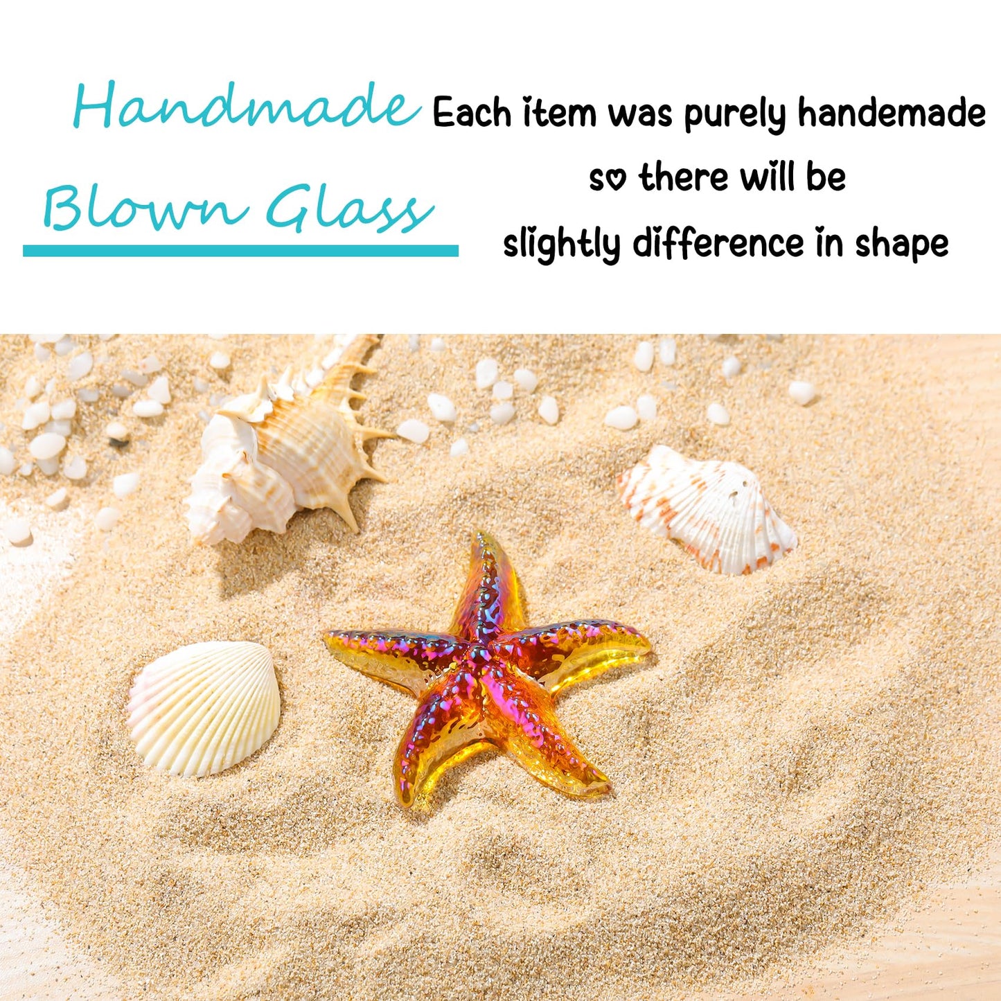 Arikyrist 2.75in. Hand Blown Glass Orange Starfish Birthday Christmas for Women Girlfriend, Handmade Cute Star Fish Figurine for Home Office Decoration