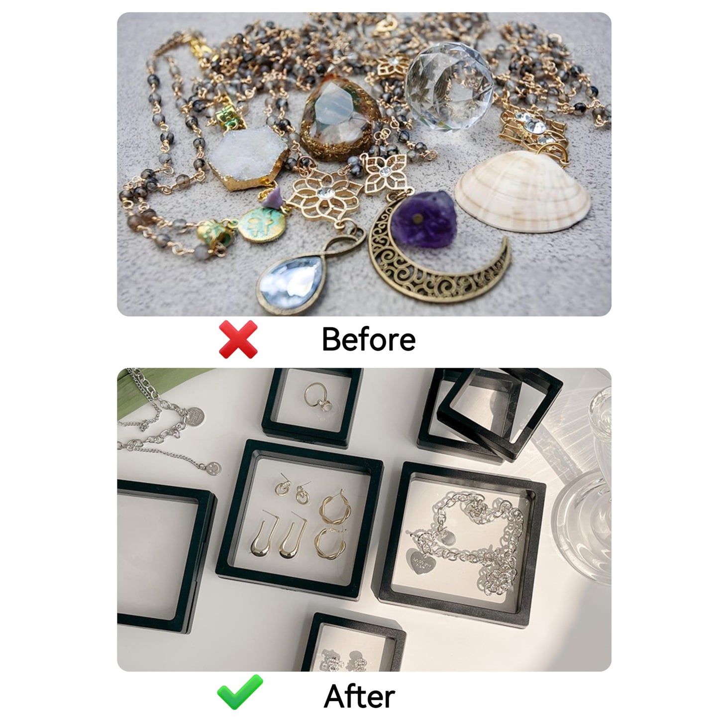 20Pcs Floating Frame Display Case——BSELUTNGY 3D Floating Display Case 2.76 Inches Black is Perfect for Preserving and Displaying Jewelry, Coins, Badges, Specimens and Various Collectible