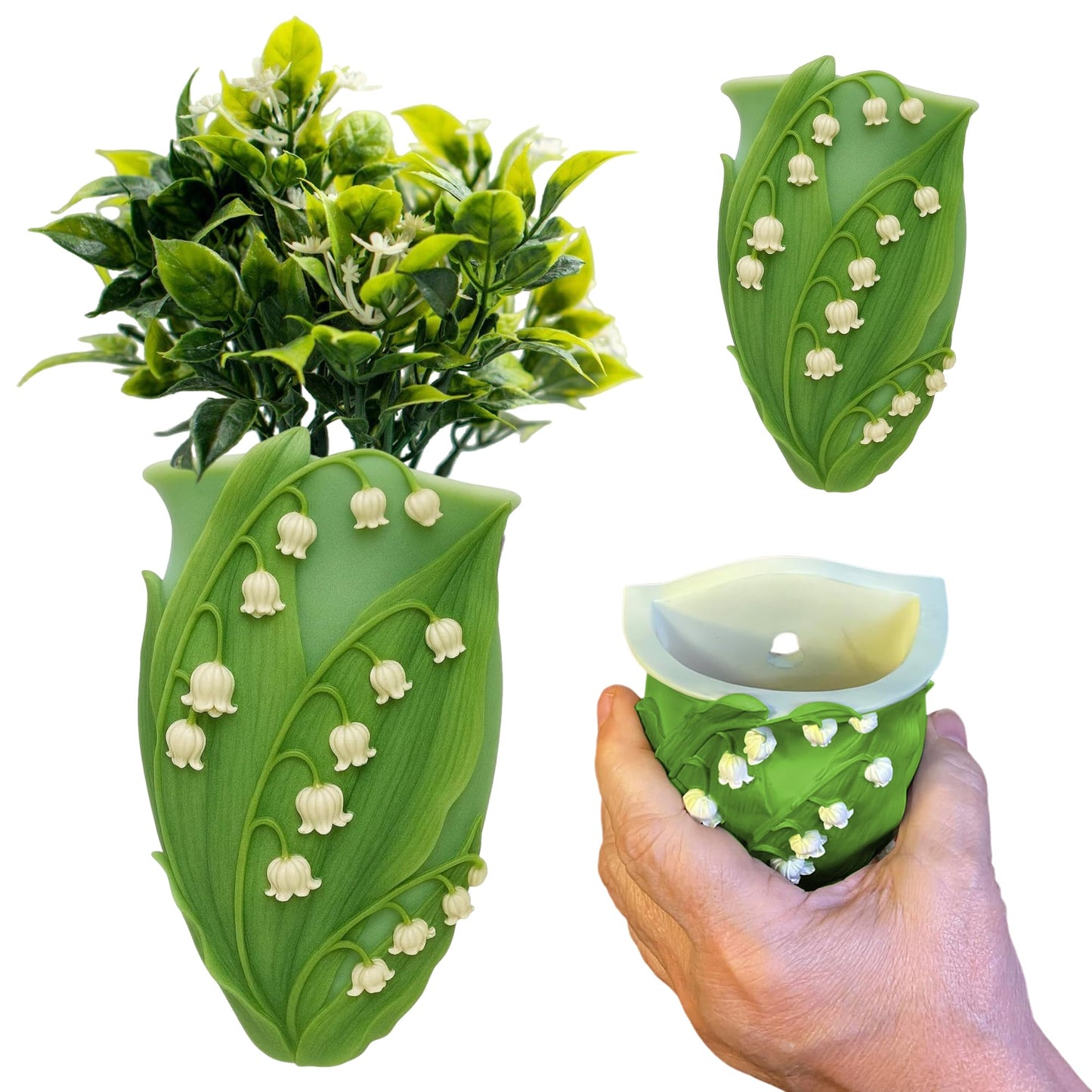 Ibis & Orchid Design Bonded Marble Lily of the Valley Wall Vase