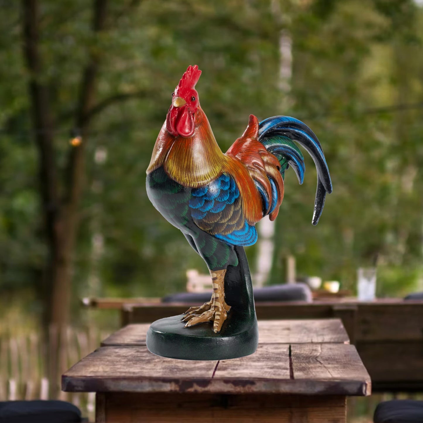 Hand-Painted Rooster Artwork - Elegant Resin Table Sculpture for Kitchen and Dining Room Decor - Animal Statue for Collectors and Art Lovers