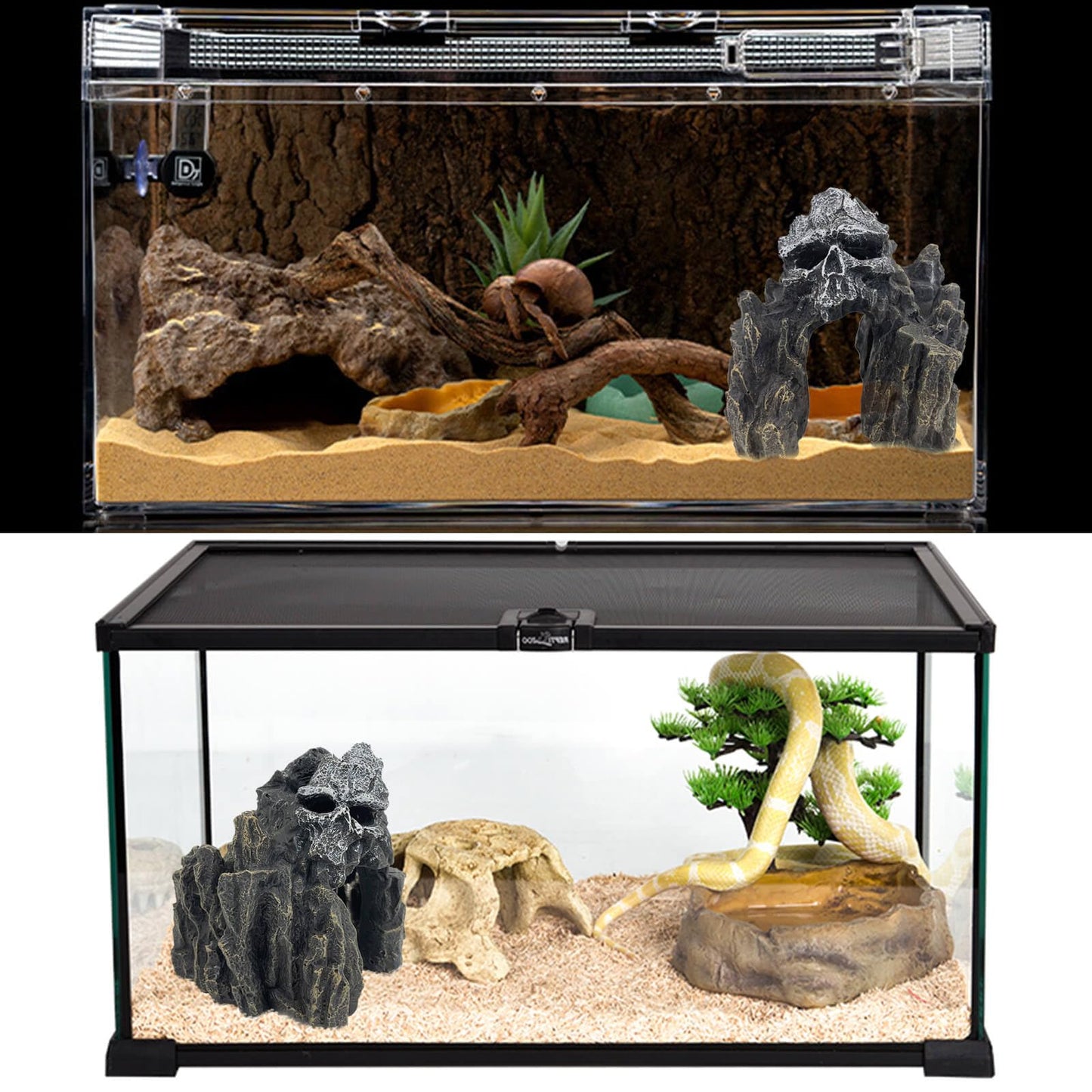 VMCN Aquarium Decoration for Fish Tank Skull Rock Aquarium Ornament Aquarium Skull Mountain View Stone Ornaments Aquarium Decor House Cave Fish Tank Decoration - Small