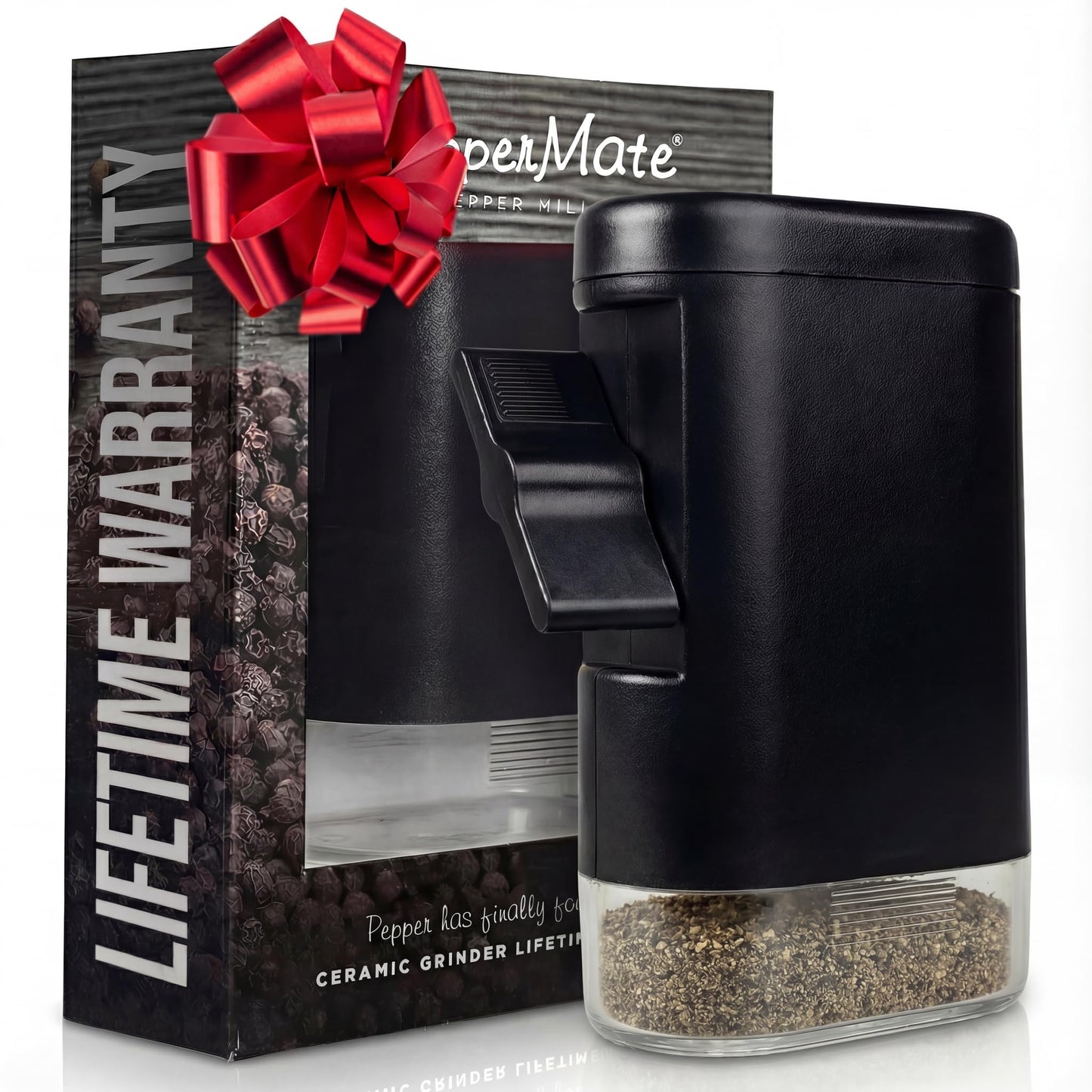 Black Pepper Mill Grinder - Adjustable Manual Ceramic, Easy Crank Handle