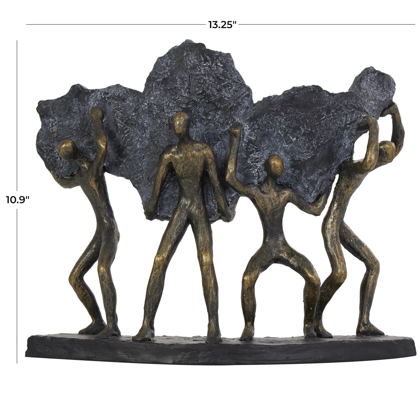 Deco 79 Polystone People Decorative Sculpture Carrying Stone Home Decor Statue, Accent Figurine 13" x 5" x 11", Bronze