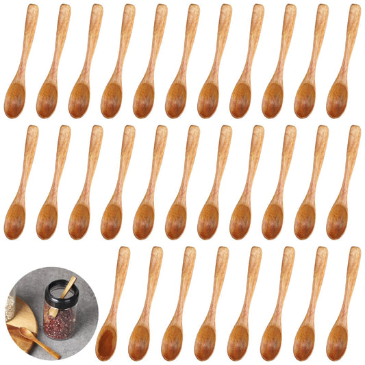 30 Pcs Small Wooden Spoons - 3.9" Tiny Small Mini Wood Spice Spoons for Cooking, Spice Serving Spoons for Salt, Honey, Sugar, Pepper, Tiny Teaspoons for Kitchen