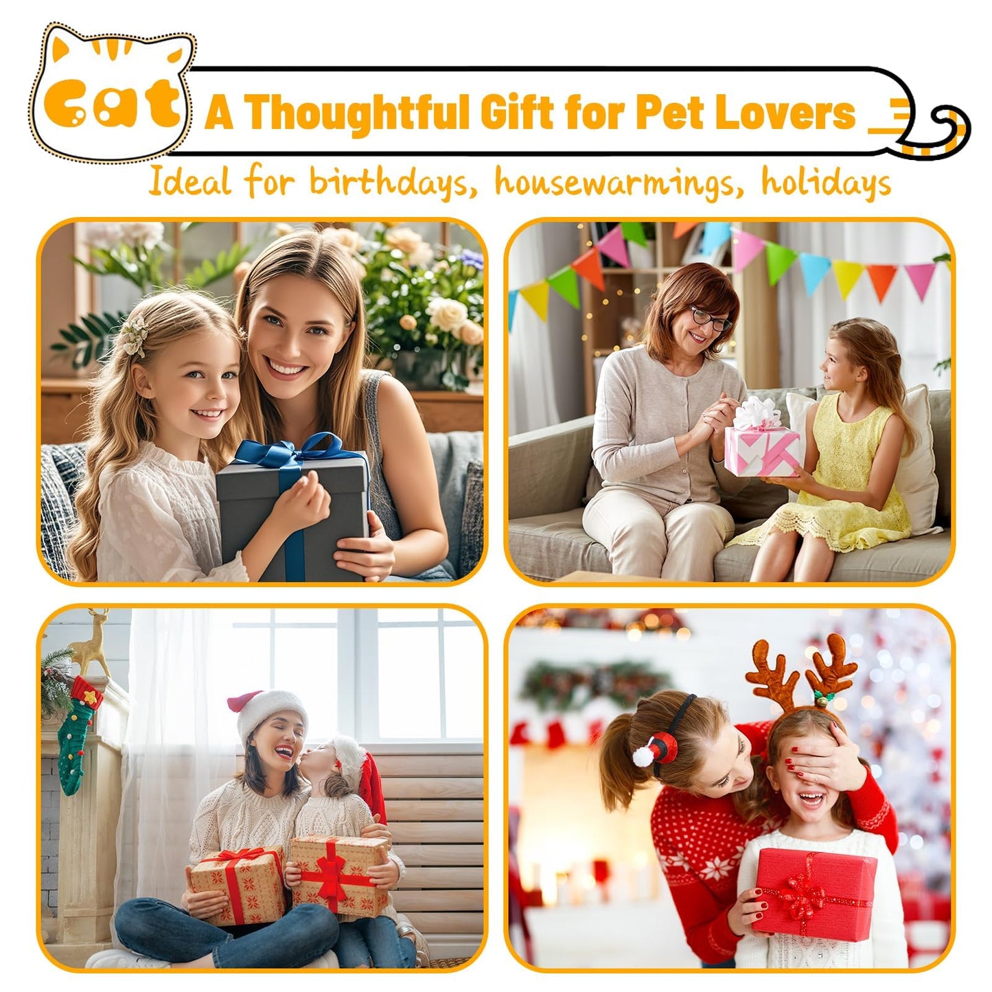 Technohom Cat Lamp – Stained Glass Cat Night Light, Cat Lamp Stained Glass Desk Decor for Home or Bedroom or Gifts
