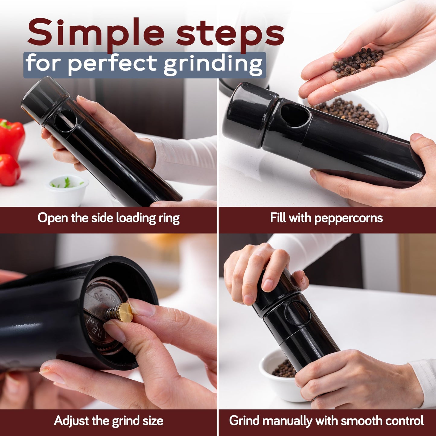 MAGNUM PLUS Pepper Mill Unicorn by TRE SPADE Premium Manual Pepper Grinder with Steel Burrs Side-Loading Refill Adjustable Coarseness High-Capacity Output ABS Plastic 9 Inch Large Size Made in Italy