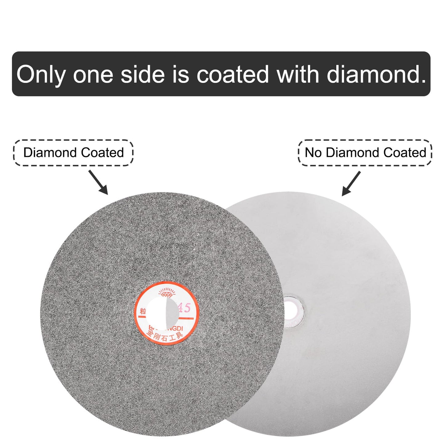 uxcell Diamond Sanding Grinding Disc, 8-Inch (200mm) Grit 45 1" Arbor Hole, Flat Lap Disk Polishing Discs Abrasive Wheel for Gemstone Tile Porcelain Glass Stone Metal