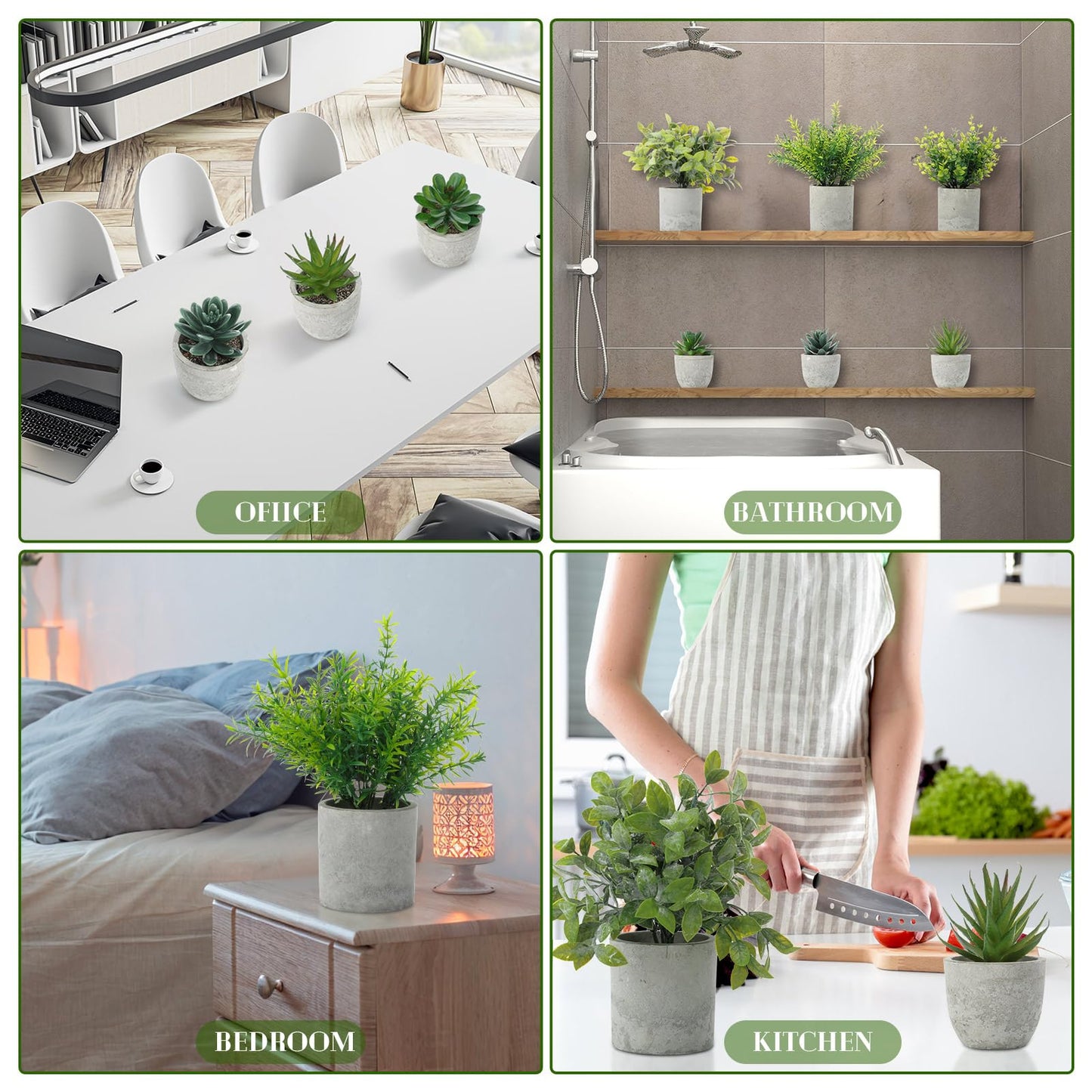 Chunful 6 Pack Small Artificial Greenery Potted Plants Indoor Mini Fake Eucalyptus Rosemary Succulents in Pulp Rustic Farmhouse Table Centerpiece for Shelf Bathroom Bedroom Kitchen Office