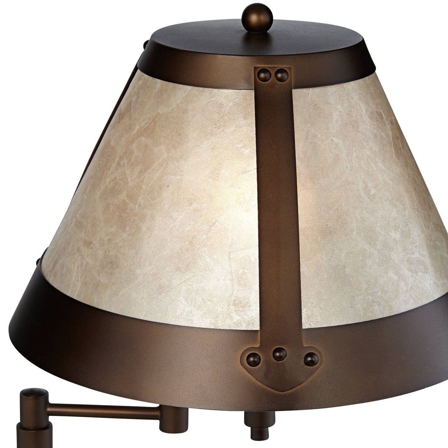 Franklin Iron Works Samuel Rustic Industrial Desk Table Lamps with USB Charging Port 21 1/4" High Set of 2 Bronze Swing Arm Mica Shade for Bedroom Living Nightstand Bedside Office Kids Room House