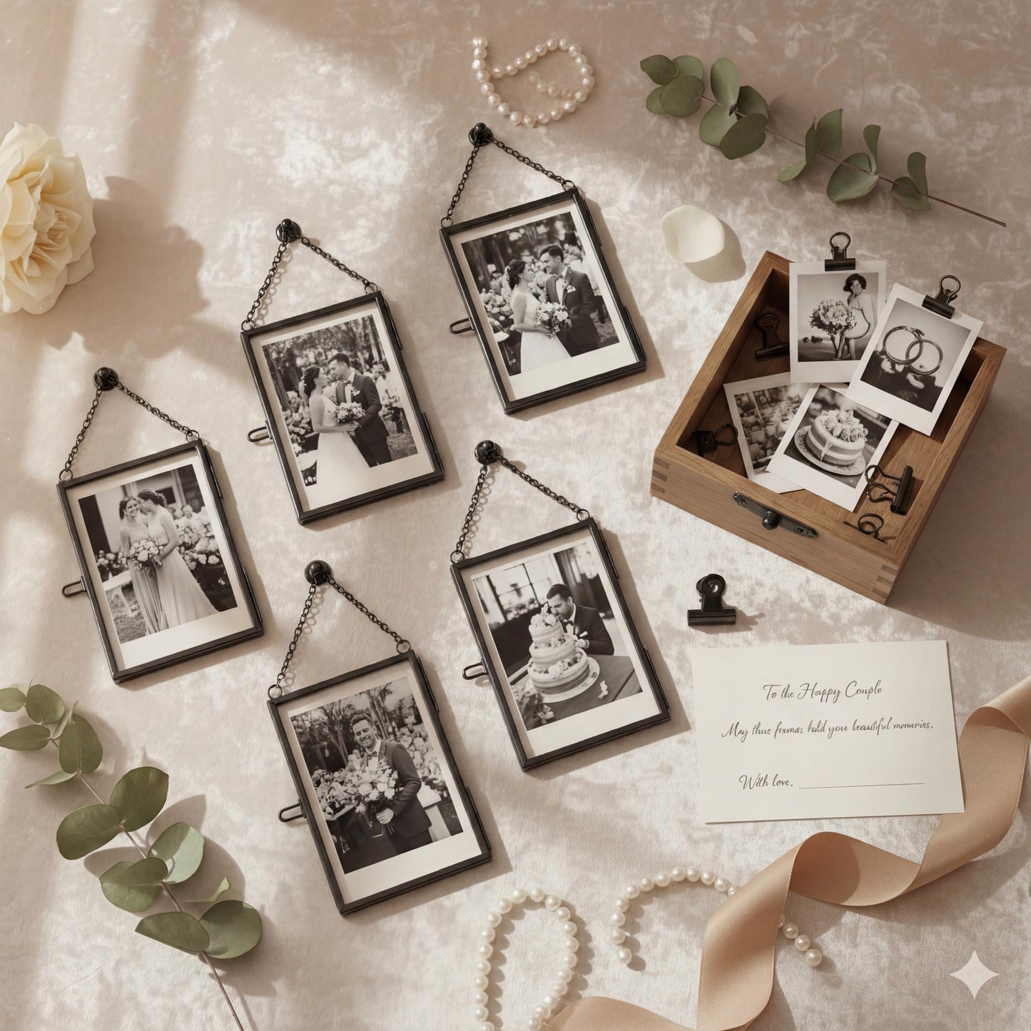 FOCHIER F 4 Pcs Pressed Flower Frame with Tweezers, Wall Hanging Tabletop Display Double Glass Frames with Metal Chain for Pressed Dried Flowers Plants, Horizontal and Vertical Picture Frame, Black, FRAMES ONLY