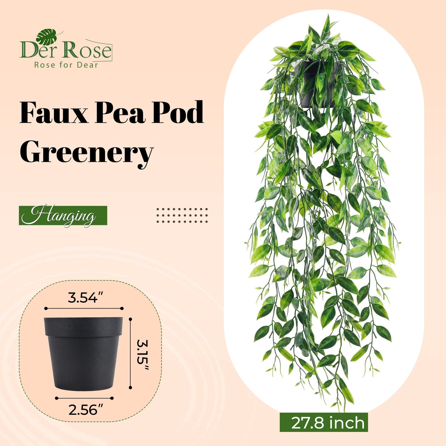 Der Rose Bundle of 1 Pack Fake Succulents Plants and 1 Pack Fake Hanging Plants for Room Home Office Farmhouse Bathroom Decor
