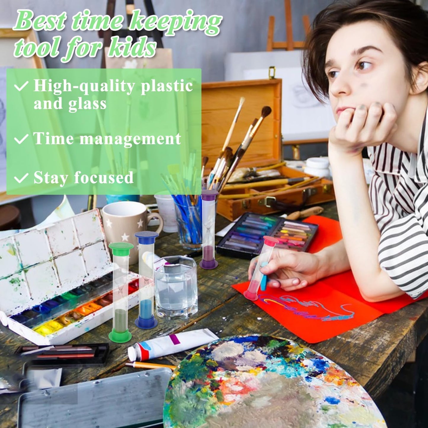 WOPPLXY 64 Pcs 2 Minute Sand Timer, Colorful Hourglass Sand Clock, Plastic Hourglass Timer, Plastic Small Sand Watch Hour for Classroom Learning