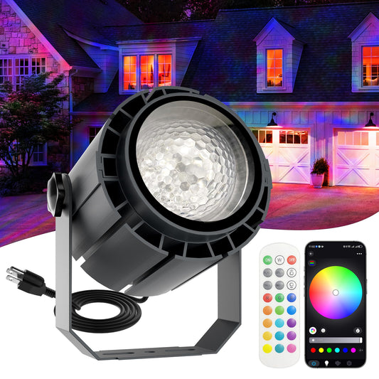 Umidkin Ocean Wave Projector Light, 150W RGBW Color Changing Water Wave Light, LED Water Ripple Effect or Flame Fire Effect, Use for Ceiling, Wall, Garden, Party, Holiday
