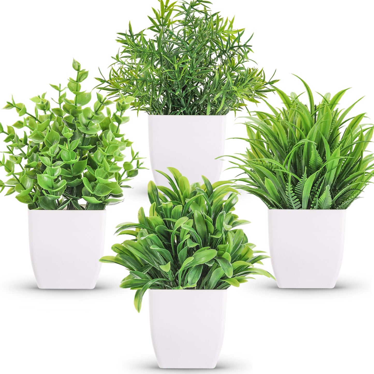 Der Rose Bundle of 4 Packs Small Fake Plants and Set of 6 Succulents Plants Artificial in Pots for Bedroom Aesthetic Living Room Office Shelf Bathroom Decor