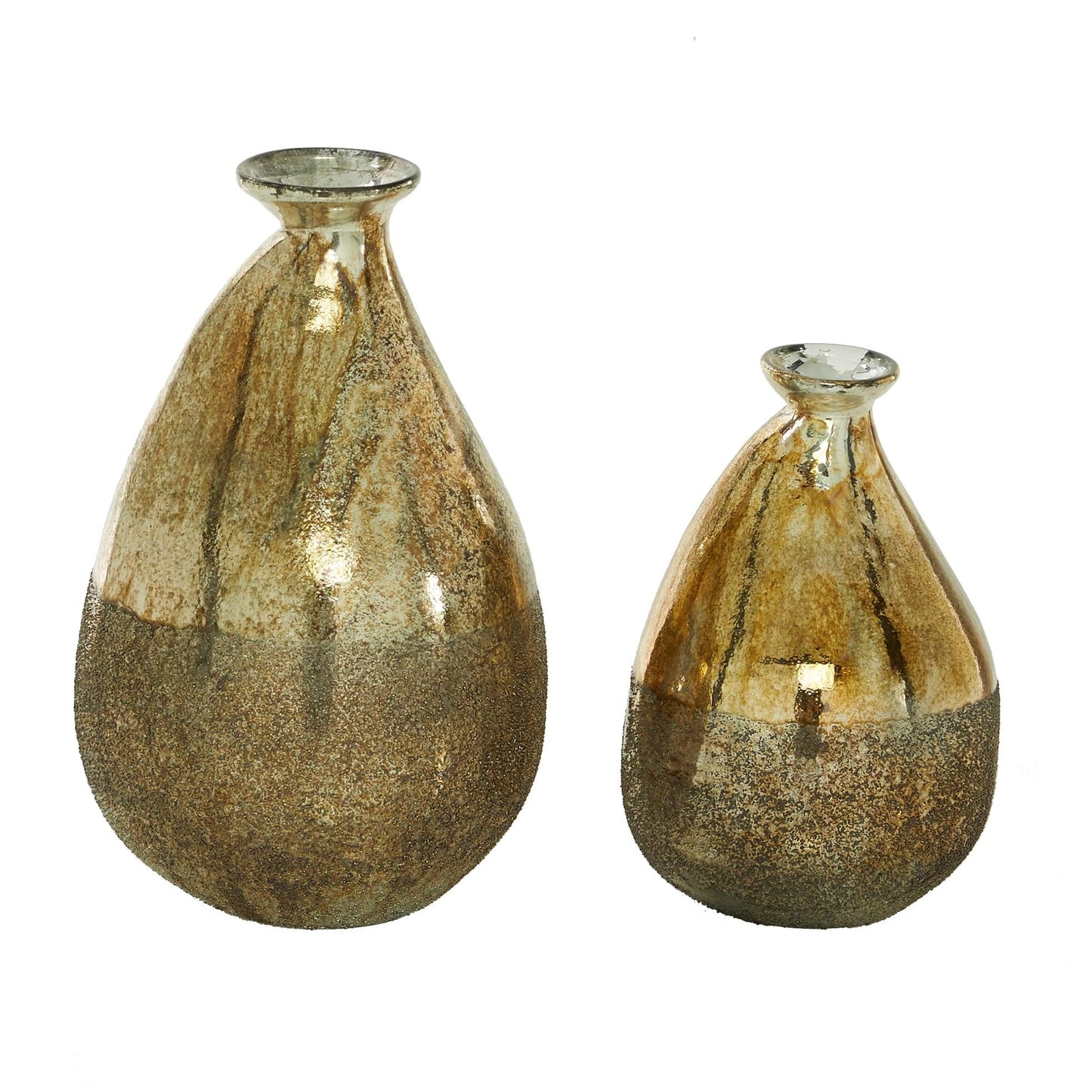 Deco 79 Glass Decorative Vase Blown Centerpiece Vases, Set of 2 Flower Vases for Home Decoration 12", 9"H, Gold