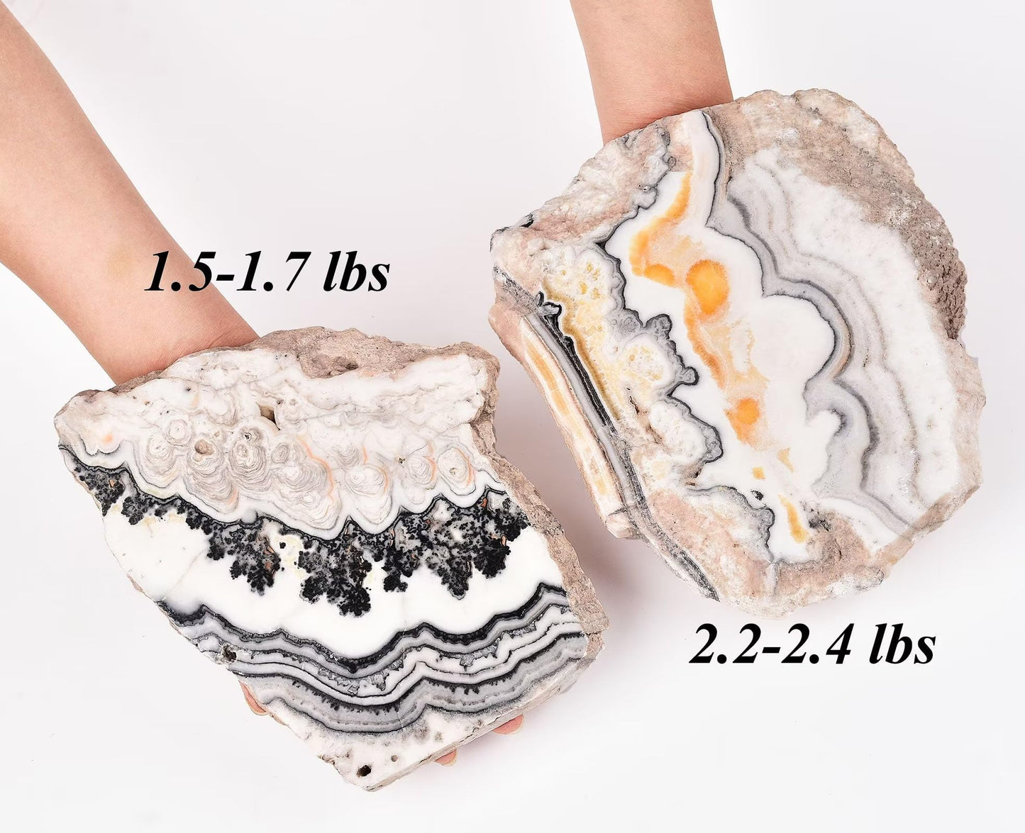 AMOYSTONE Large Healing Crystal Plate Decorative Calcite Stone Slices Quartz Pieces with Stand Office Home Decor Reiki Healing Gifts 0.4-0.6 Pound