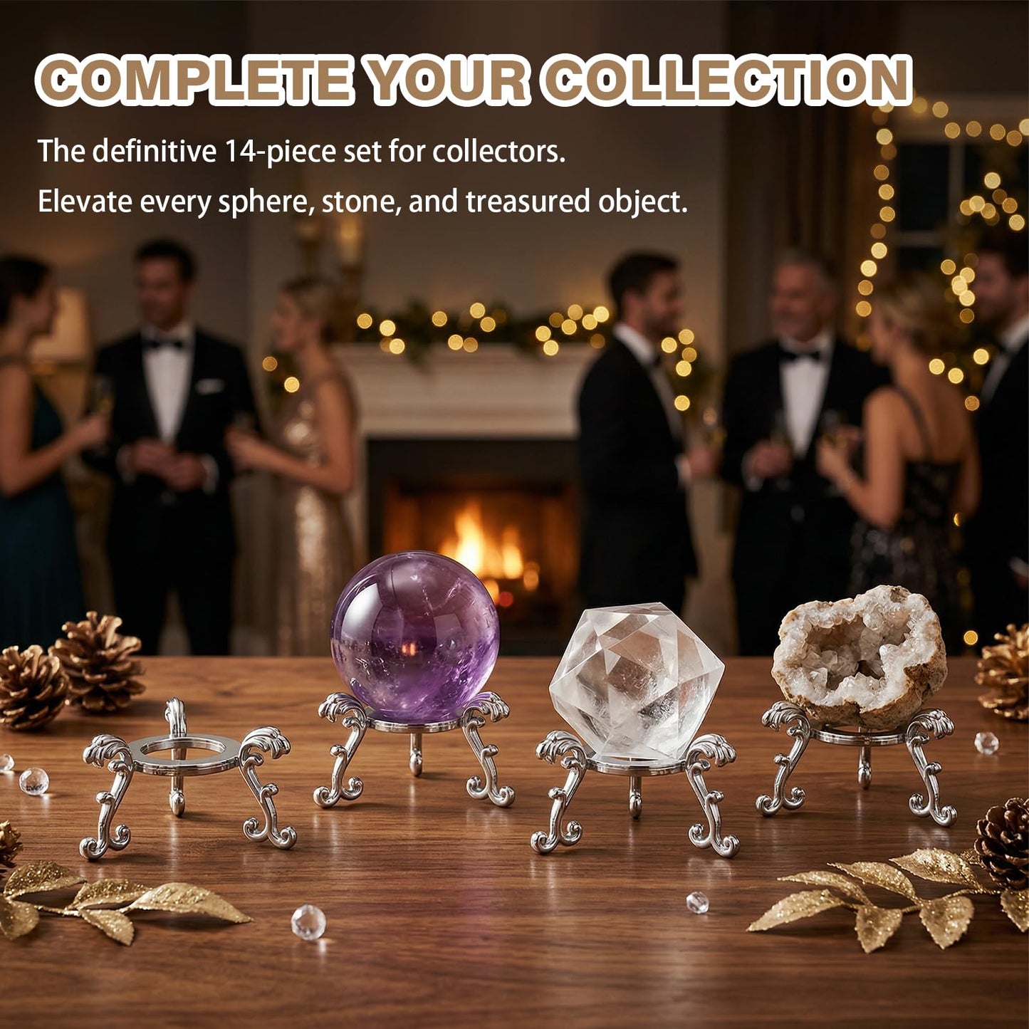 20 Pcs Silver Crystal Ball Stand for Displaying Crystal Glass and Natural Rocks, Sphere Display Holder, for Displaying 40-80mm Sphere Crystals Globe Balls Decorative Rock Stone Egg, Easter Egg Display Stand for Party