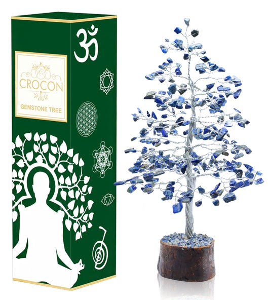 Crocon® Lapis Lazuli Healing Crystals Tree Bonsai Desk Decor for Women Blue Room & Office Decor Spiritual Gift Meditation Crystals Home Decor Cute House Warming Gifts for Men Dad Birthday Him, 10"
