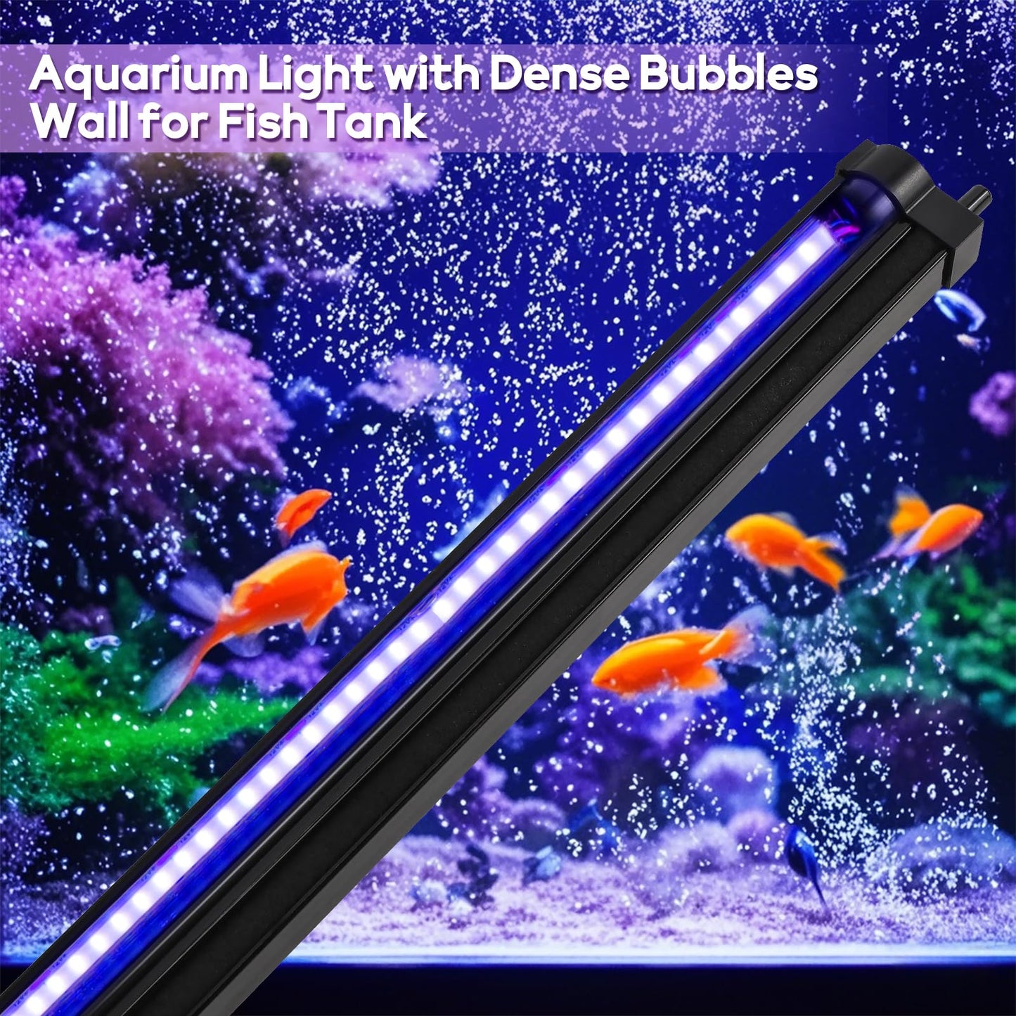 Szminiled Bubble Fish Tank Light：Ip68 Waterproof Fish Aquarium Lights with Oxygen Boost for 12-17 inch Saltwater Freshwater Tanks -Submersible Led Lights with Remote for Aquatic Pet Plants Lovers
