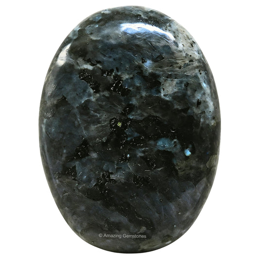Amazing Gemstone Larvikite Crystals and Healing Stones - Large Palm Stone Crystals Piedra - Crystal for Good Luck, Balanced Positive Energy, Meditation - Unique Stocking Stuffers, Gifts for Women, Men