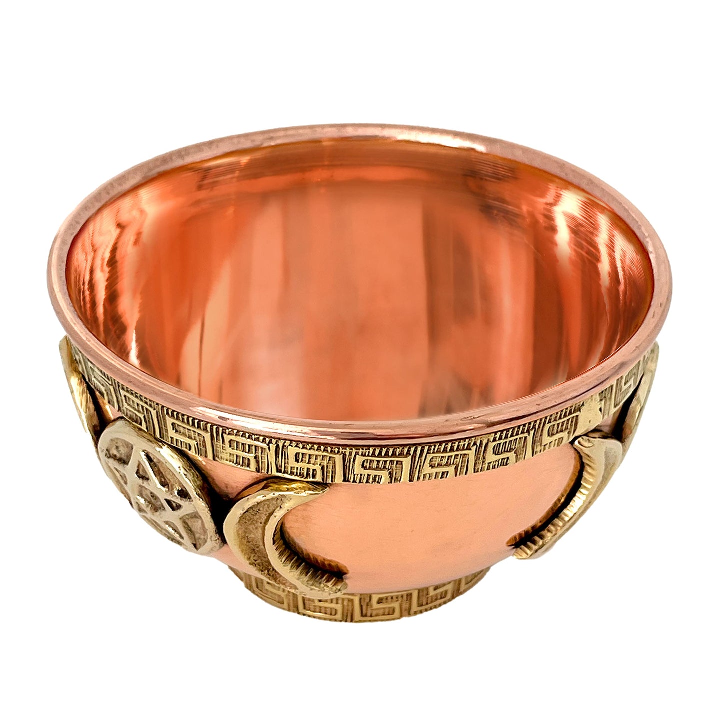 Triple Moon Copper Offering Bowl for Altar Use, Rituals, Incense, Smudging, and Decoration 3 Inches