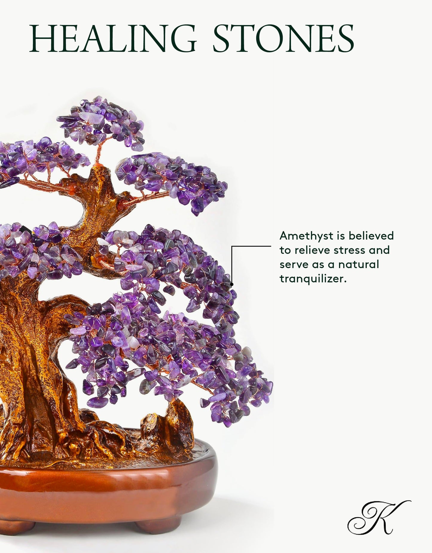 KALIFANO Natural Amethyst (1,251 Gemstone Count) Chakra Crystal Tree with Healing Properties - Bonsai Feng Shui Money Tree for Positive Energy, Luck and Wealth - 14"