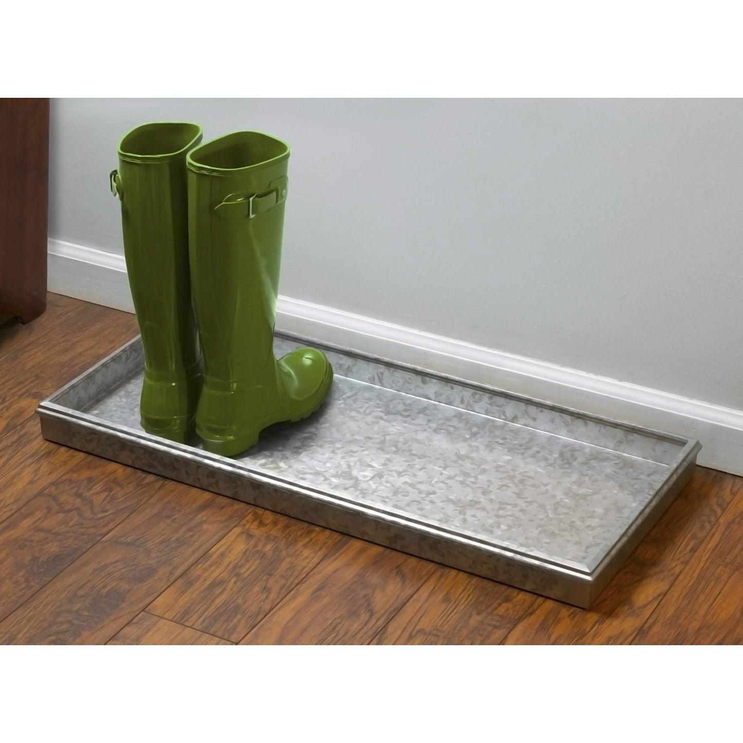 Good Directions Medium Boot Tray, Double Circles Multi-Purpose All Weather Decorative Boot Tray, Shoes, Plants, Garage, Patio Door, Pet Bowls, 30 inch Entry Indoor Shoe Tray, Galvanized Gray