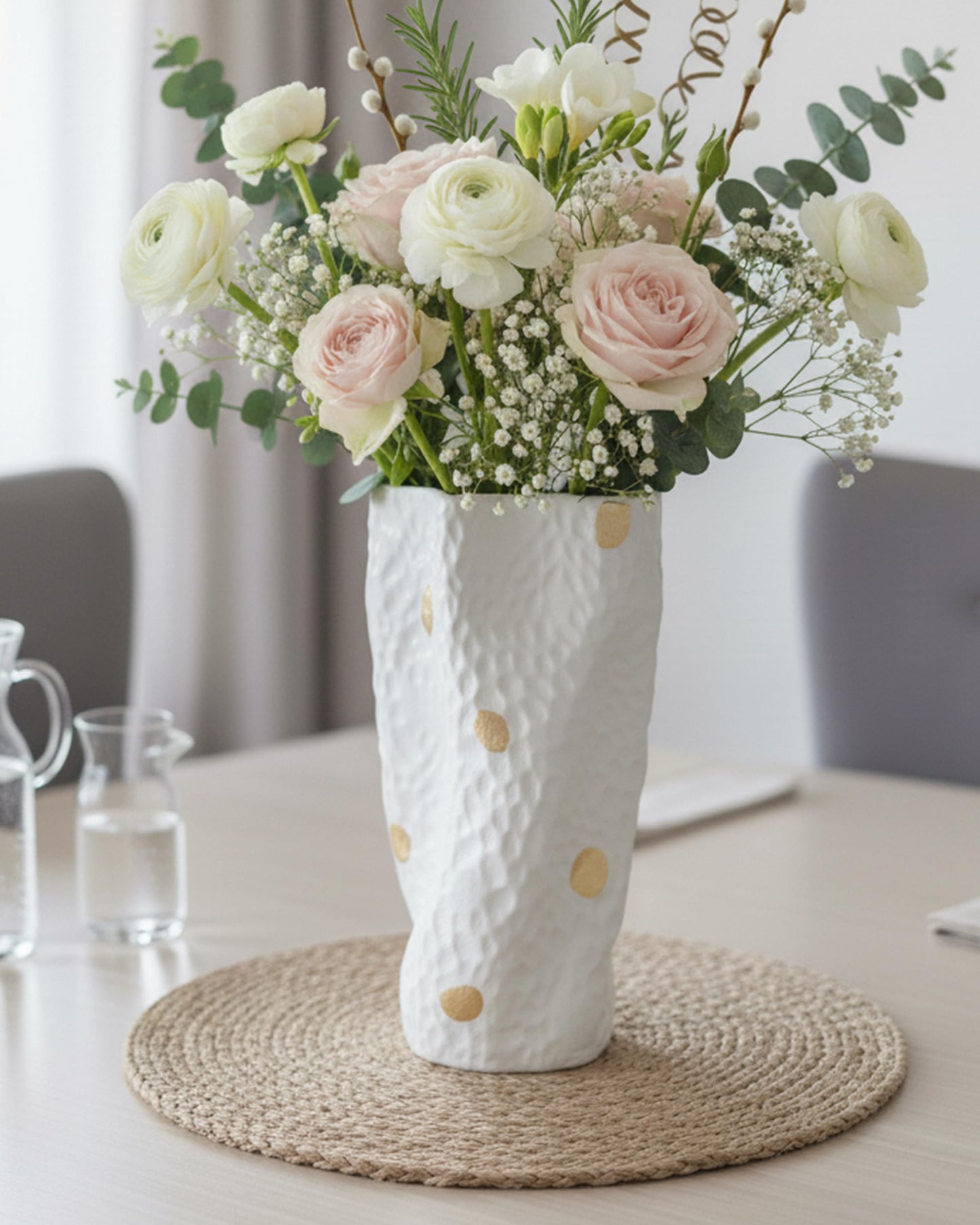 OOSTONEE Ceramic Vase for Home Decor - 10 Inch Unique Design Organic Nature Shape, Modern Farmhouse Decor, Coffe Table Flower Vases for Centerpieces, Entryway Table