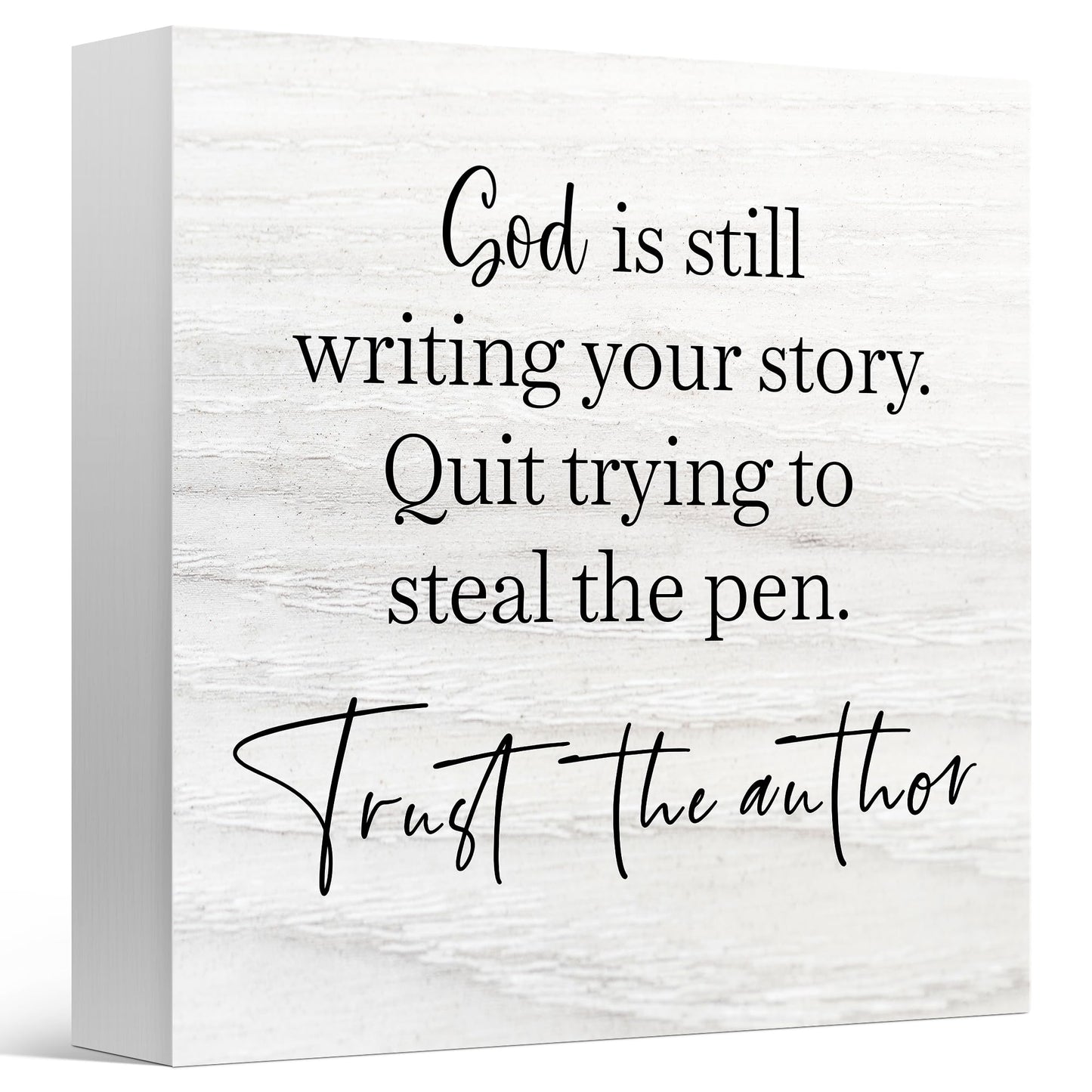 Zyzmasm Bible Verse Decor Box Sign for Home Church, God Is Still Writing Your Story Trust the Author, Christian Wooden Sign 5x5 Inches