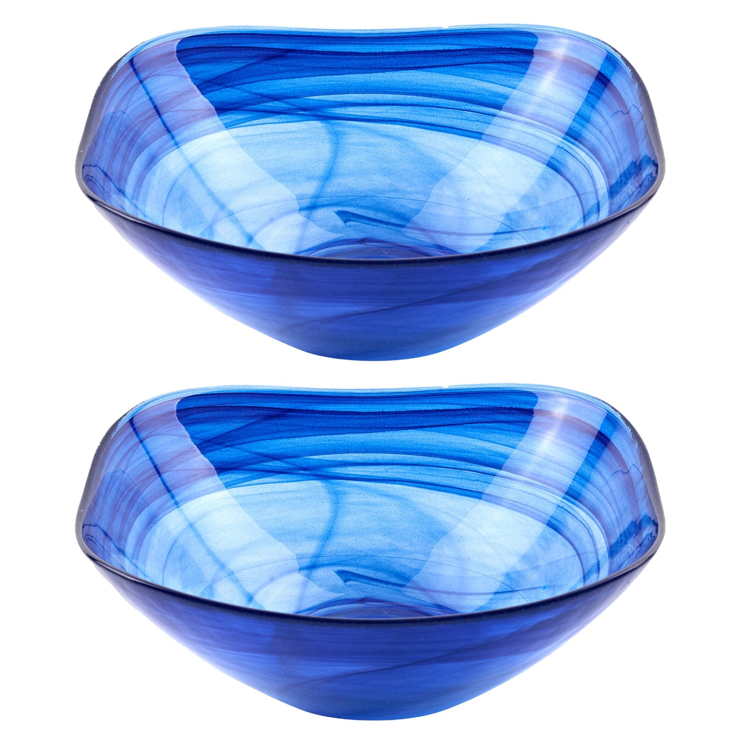 Badash Small Square Decorative Bowl, Alabaster Glass Candy Dish, Home Décor Table Accent Bowl, 6” Diameter, Pair of 2, Cobalt Blue