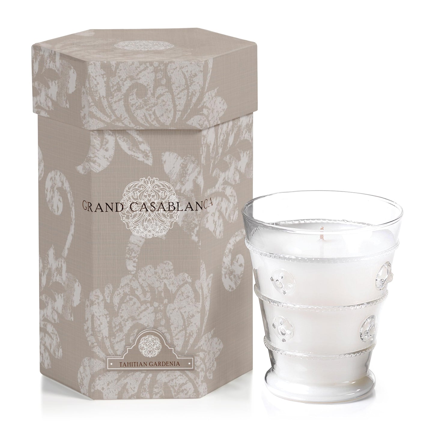 Zodax Grand Casablanca Glass Jar Scented Candle Trio for Home Decor - Ideal for Kitchen and Bathroom - Makes a Great Gift for Women and Men - Tahitian Gardenia - 8.3 Oz.