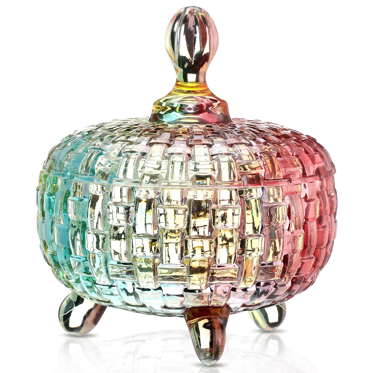 DoubleFill 26 oz Large Glass Candy Dish with Lids Candy Crystal Jar with Lid Decorative Covered Glass Jar Jewelry Box Wedding Buffet Biscuit Containers for Snacks(Bright,Medium)