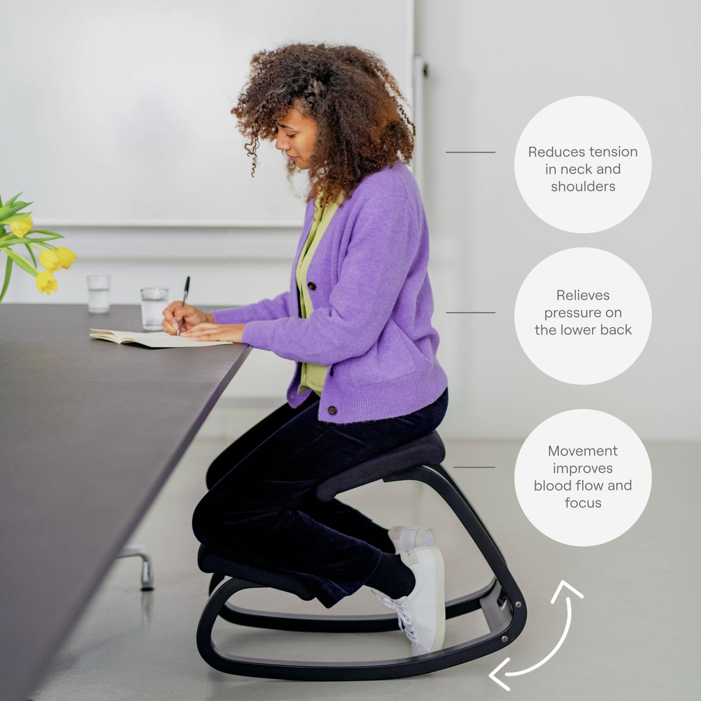 Varier Variable Light Brown/Yellow Tonal Ergonomic Office Kneeling Chair for Desk – Back Pain Relief, Rocking Seat for Home, Study & Posture Support – 10 Year Manufacturer Warranty