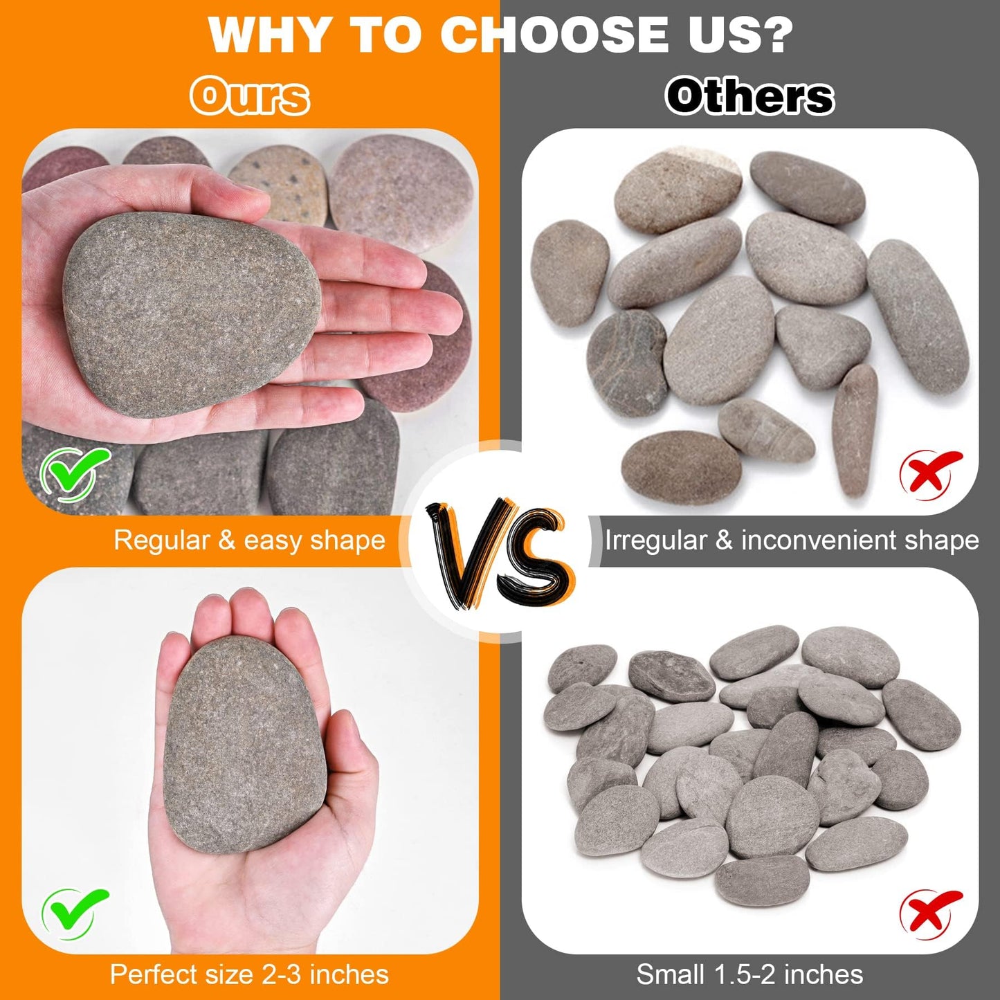 River Rocks for Painting 35 Pcs Large 2-3 Inch Flat Smooth Painting Stones Craft Rock to Paint for Kids Crafts Painting Bulk