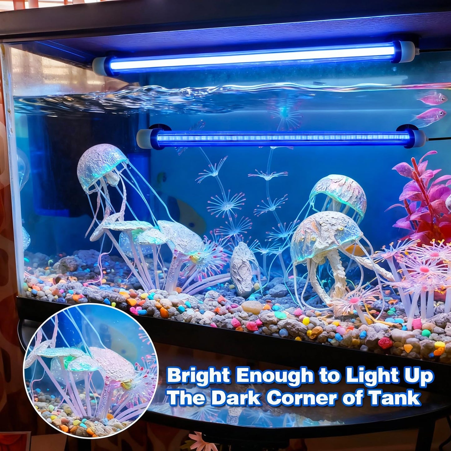 Submersible Aquarium Light for Fish Tank: Full Spectrum Underwater Fish Tank Light with Dimming 8 Colors - COB LED Aquarium Lights with Remote and Suction for 7.8 Inch Saltwater Freshwater Tanks