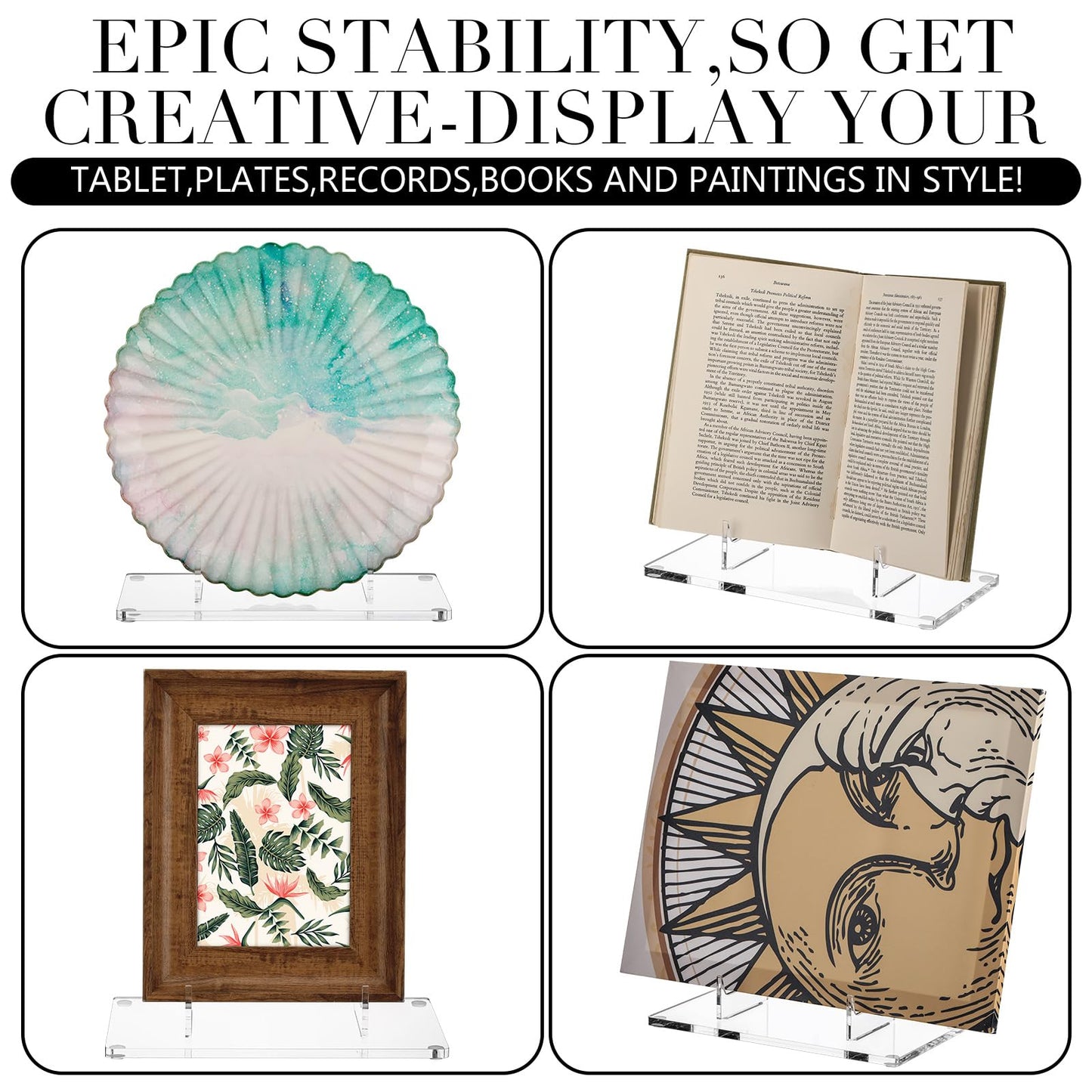 Jetec Acrylic Book Stand Clear Easel Stand for Display Acrylic Plate Postcard Picture Display Holder for Picture Book Decorative Plate Platter Photo(6 x 4 x 5.5 Inch)